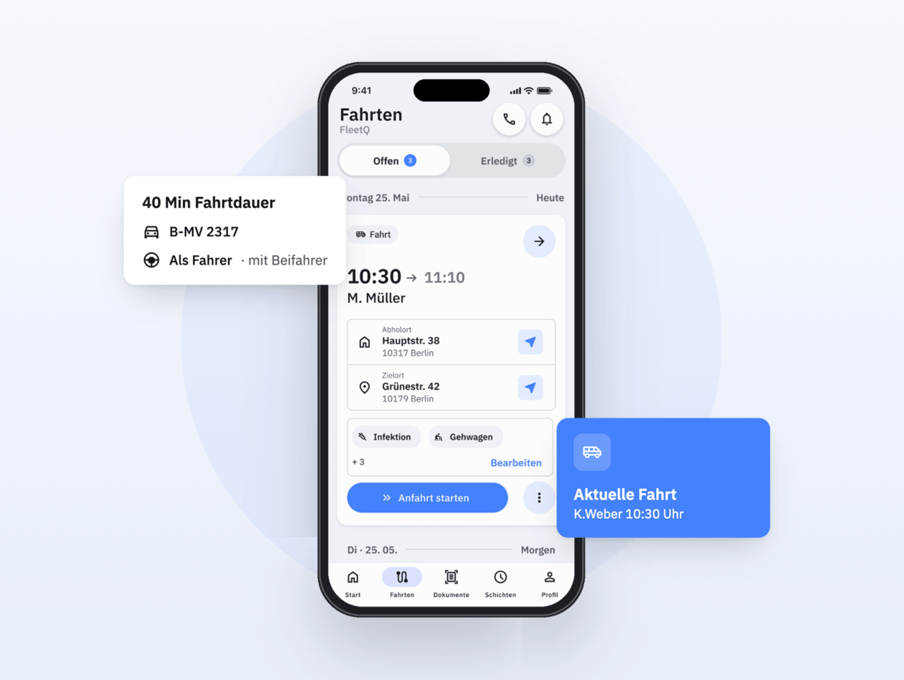 DMRZ Krankentransport- und Taxisoftware: Die App-Funktion