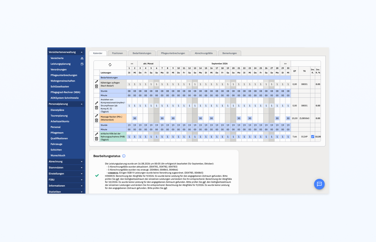 Leistungsplanung in der DMRZ Pflegesoftware