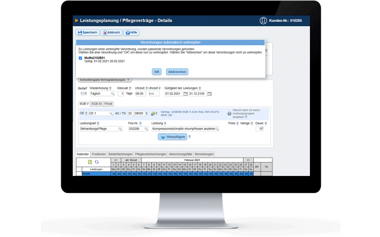 Automatische Zuordnung der Verordnungen