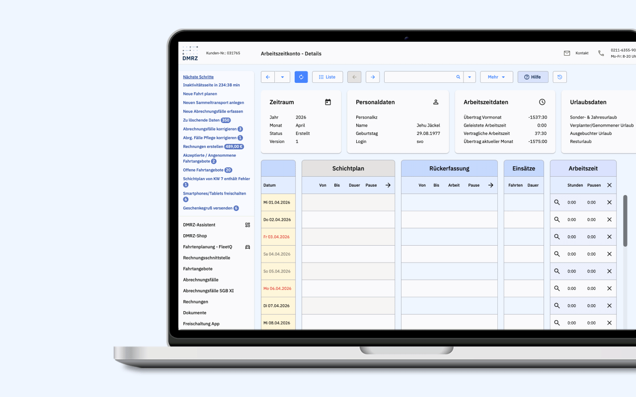 Schichtplan Krankentransport