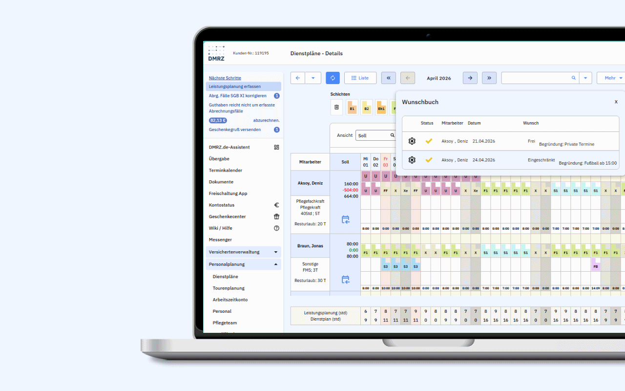 Wunschbuch Dienstplan