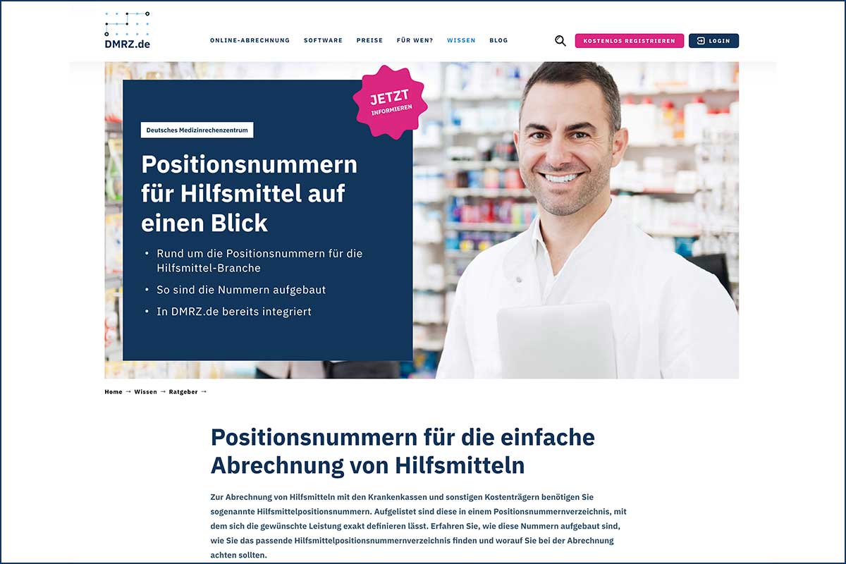 Positionsnummern für Hilfsmittel auf einen Blick