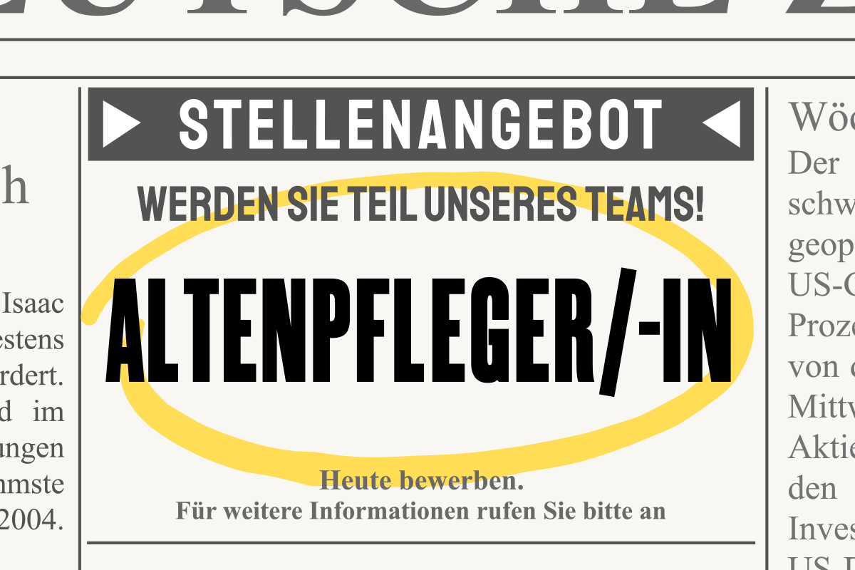 Stellenausschreibungen für Pflegehilfskräfte