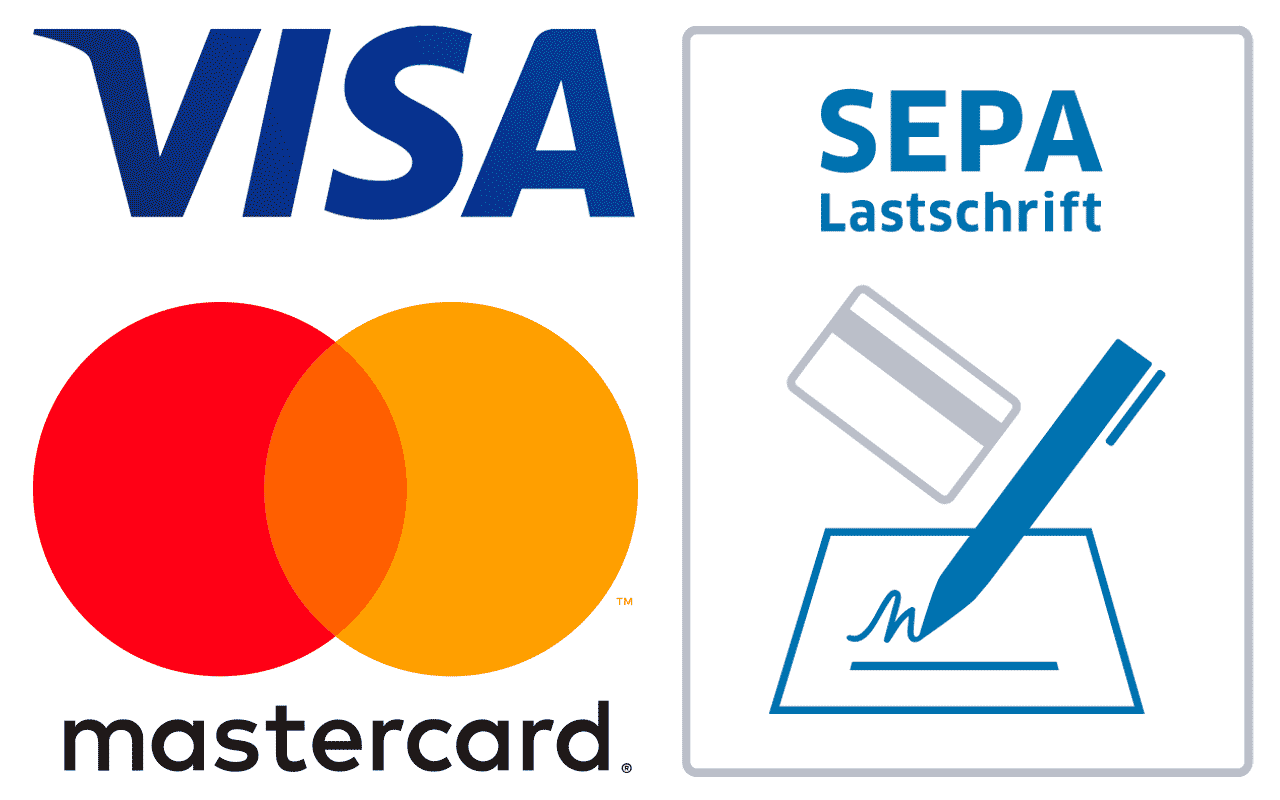 Visa, Mastercard, Lastschrift Visa, Mastercard, Lastschrift